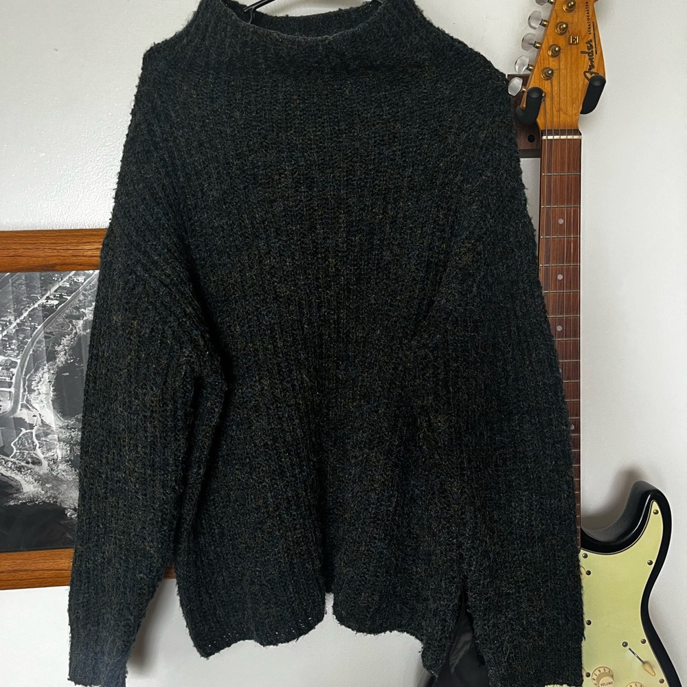 Anthropologie Cozy green and blue Cowl Sweater